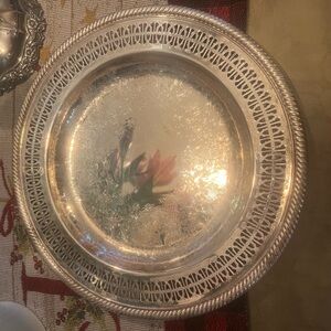 Elegant Silver Plated Decorative Plate large